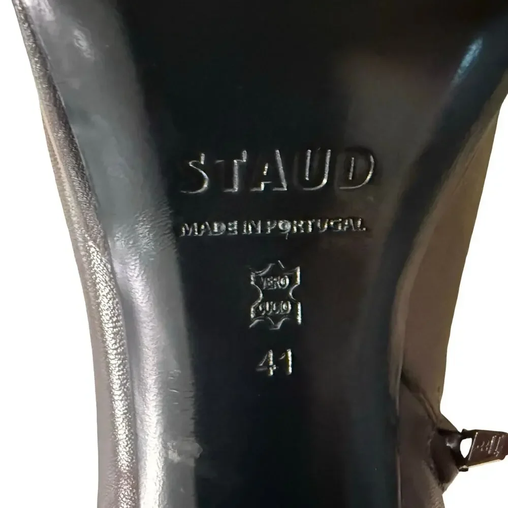 STAUD Jodie Platform Ankle Boots Espresso Brown Lamb Leather Round Toe Sz 41/ 11